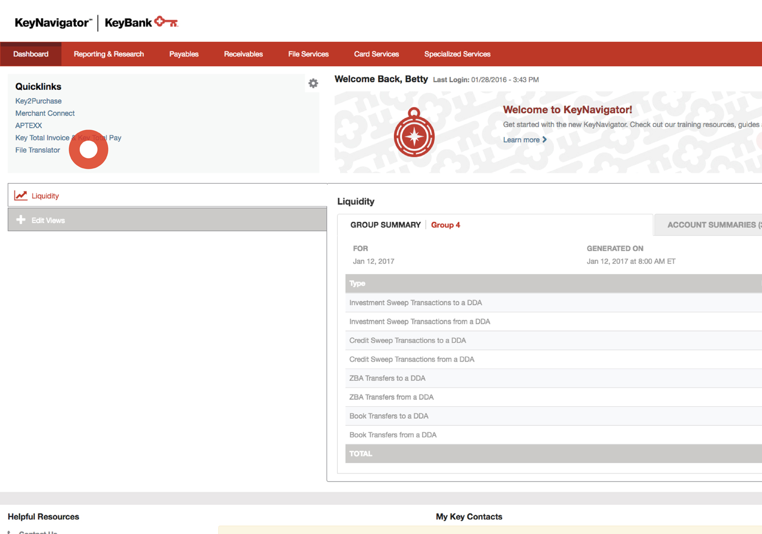 Screenshot showing how to Select the File Translator quicklink on the Dashboard.
