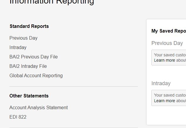Information reporting summary