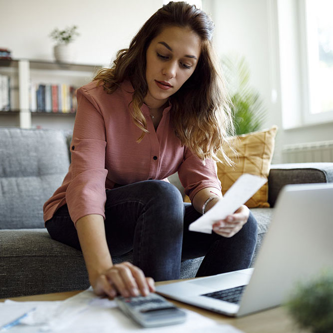 Woman working at her computer